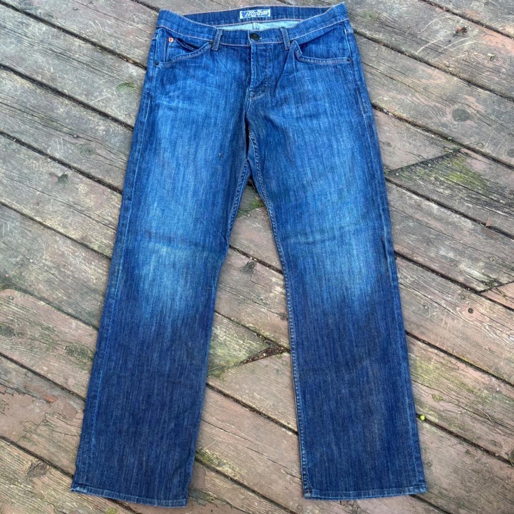 Hudson Mens Byron Straight Leg Jeans Dark Wash Indigo Button Fly Size 34 M502DK5